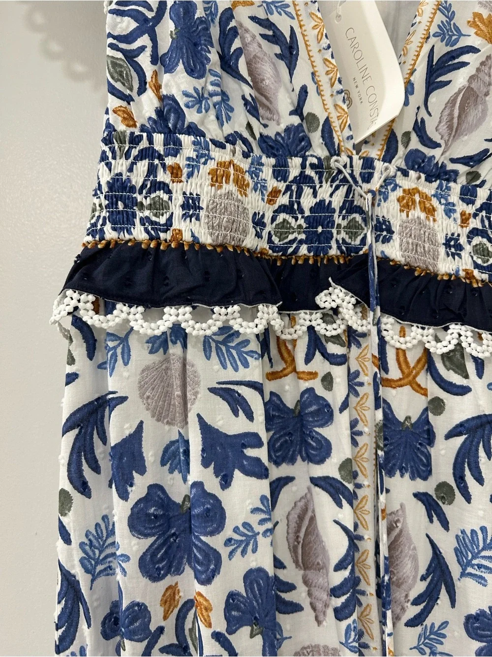 Caroline Constas Navy, White & Gold Floral Maxi Dress - Picture 2 of 4